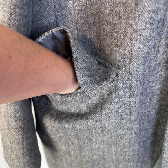 Aldo Rossini Camel Hair & Wool Career Blazer Sport Coat Gray Pin Striped Sz 38R - Picture 7 of 14